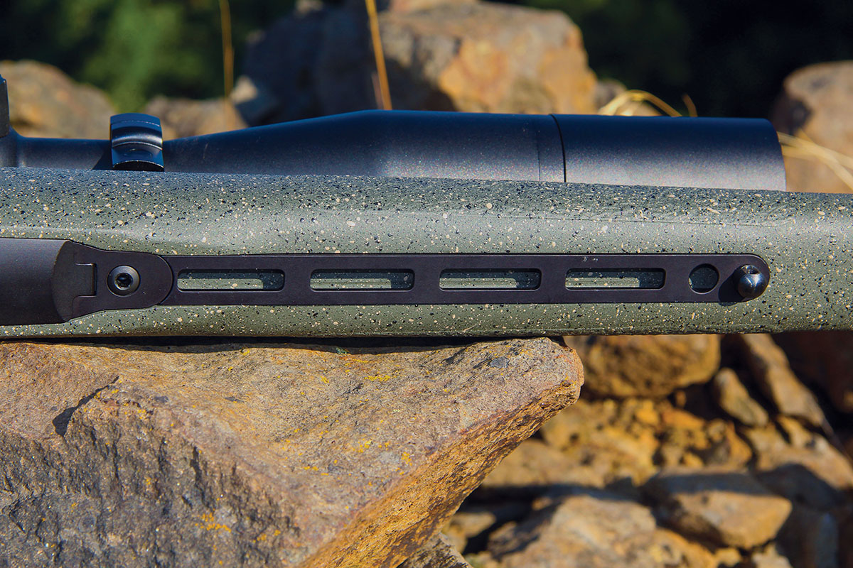 All Montana Rifle Company rifles include a patent-pending M-LOK rail inset into the stock forearm. This allows seamless integration of Picatinny rail sections, properly-equipped bipods and similar accessories.